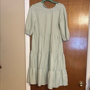 H&M Milkmaid Dress 3/4 Sleeve Mint Green Small Spotted/Speckled Flowy Peasant